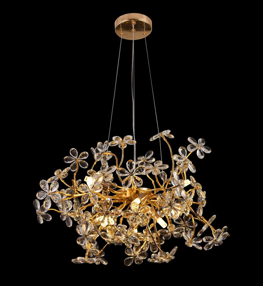 AURAFLOR Magno Crystal Chandelier, 9x G9, Chrome and Crystals, 55cm, Ρυθμιζόμενο ύψος Crystal Chandeliers Προεπιλεγμένος τίτλος Alessandro Design