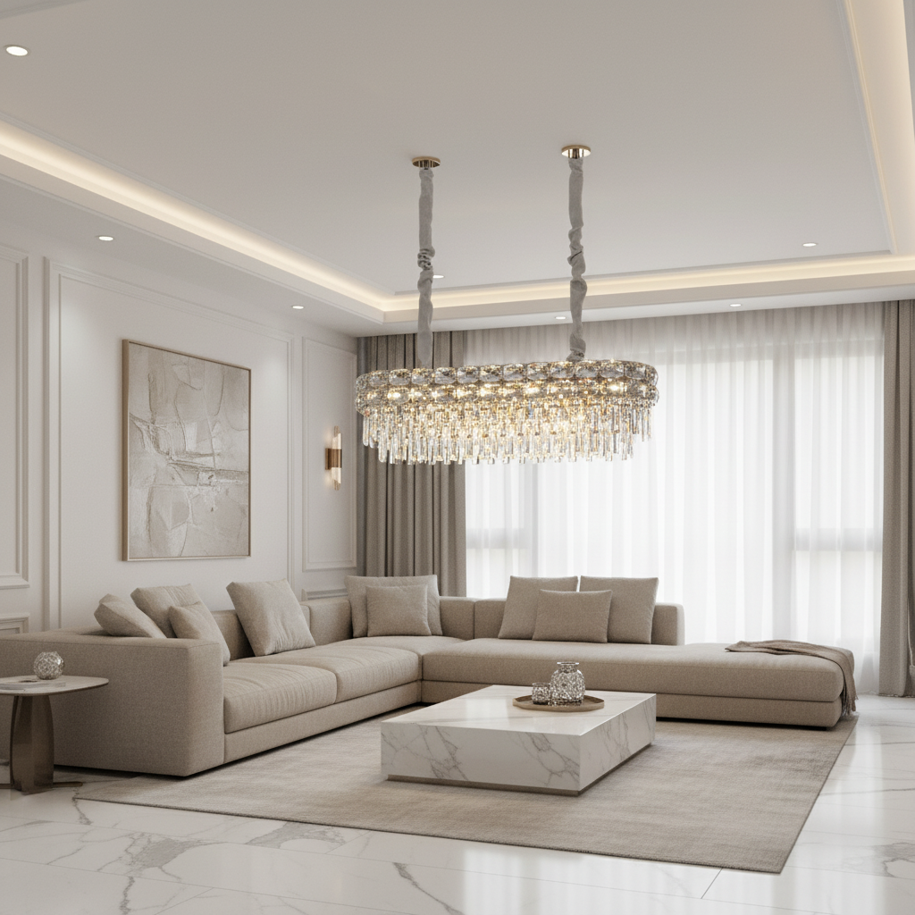 Κρυστάλλινος πολυέλαιος LUCENT Regalis 28xE14, 85x35 cm, χρυσός, ρυθμιζόμενο ύψος, μεταλλικοί και κρύσταλλοι πολυέλαιοι Προεπιλεγμένος τίτλος Alessandro Design