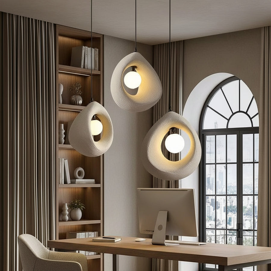 FOAMER Modern Chandelier, 35 cm, Suspended, 1 X E27, White, Metal and Foam, Adjustable Height Modern Chandeliers Προεπιλεγμένος τίτλος Alessandro Design