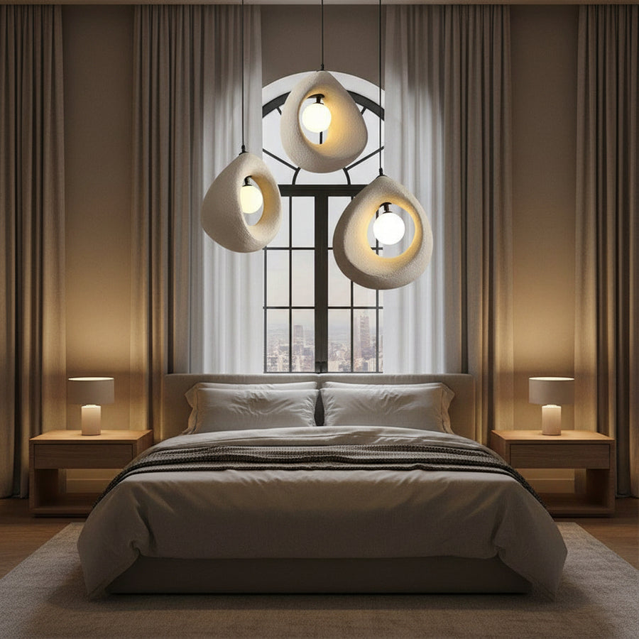 FOAMER Modern Chandelier, 35 cm, Suspended, 1 X E27, White, Metal and Foam, Adjustable Height Modern Chandeliers Προεπιλεγμένος τίτλος Alessandro Design
