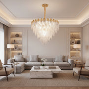 Κρυστάλλινος πολυέλαιος MURANO Eleganza 9xE14, D50 cm, Χρυσός, Ρυθμιζόμενο ύψος, Μέταλλο και Κρύσταλλο