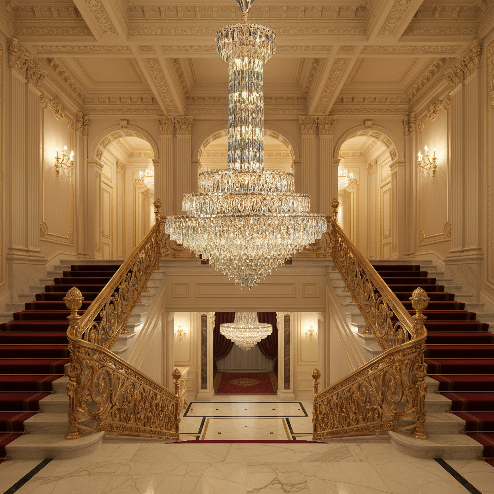 Crystal Chandelier GRAND 87xE14, D138 cm, Gold, Ρυθμιζόμενο Ύψος, Metal and Crystal Crystal Chandeliers Προεπιλεγμένος τίτλος Alessandro Design