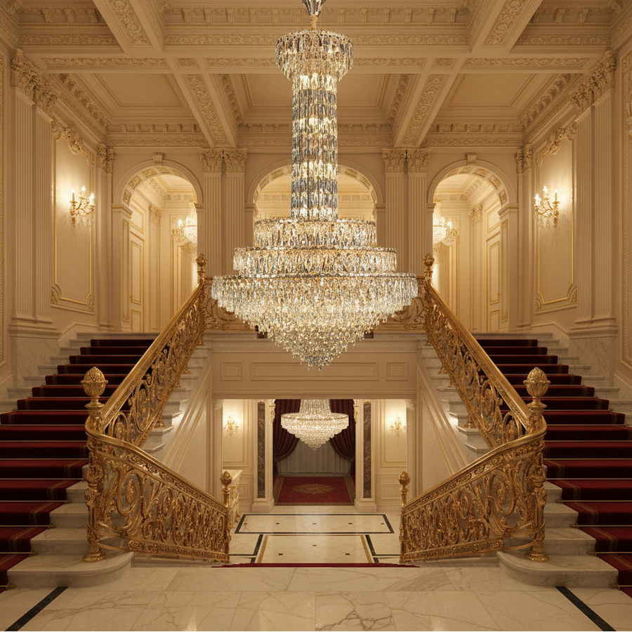 Crystal Chandelier GRAND 87xE14, D138 cm, Gold, Ρυθμιζόμενο Ύψος, Metal and Crystal Crystal Chandeliers Προεπιλεγμένος τίτλος Alessandro Design