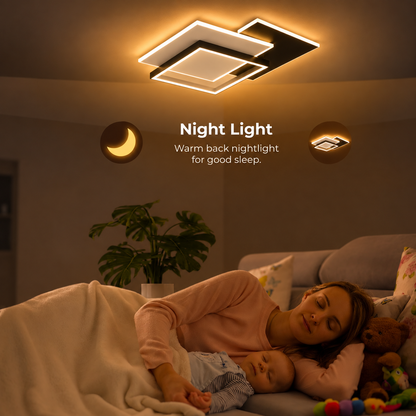 Πολυέλαιος LED με τηλεχειριστήριο CHIARA 98W, 3 Τετράγωνα, Κρύο/Ζεστό/Ουδέτερο φως, Ρυθμιζόμενο, Μαύρο