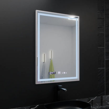 Ορθογώνιος καθρέφτης LED, 60x80 cm, Verite Imperial Silver Motion Glow Marcello, Σύστημα Demister, Ρολόι & Θερμόμετρο, Dimable Mirrors Marcello Προεπιλεγμένος τίτλος Alessandro Design