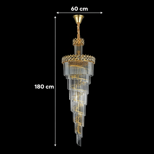 Crystal Chandelier CC800/700X2100GD, 33xE14, Διάμετρος 70cm, Ύψος 210cm, Γυαλιστερό χρυσό, Ρυθμιζόμενο ύψος, Κομψή σχεδίαση Crystal Chandeliers Προεπιλεγμένος τίτλος Alessandro Design