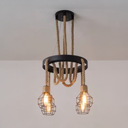 Wheel Chandelier LV580, 4xE27, Brown, Metal and String Vintage Chandeliers Προεπιλεγμένος τίτλος Alessandro Design