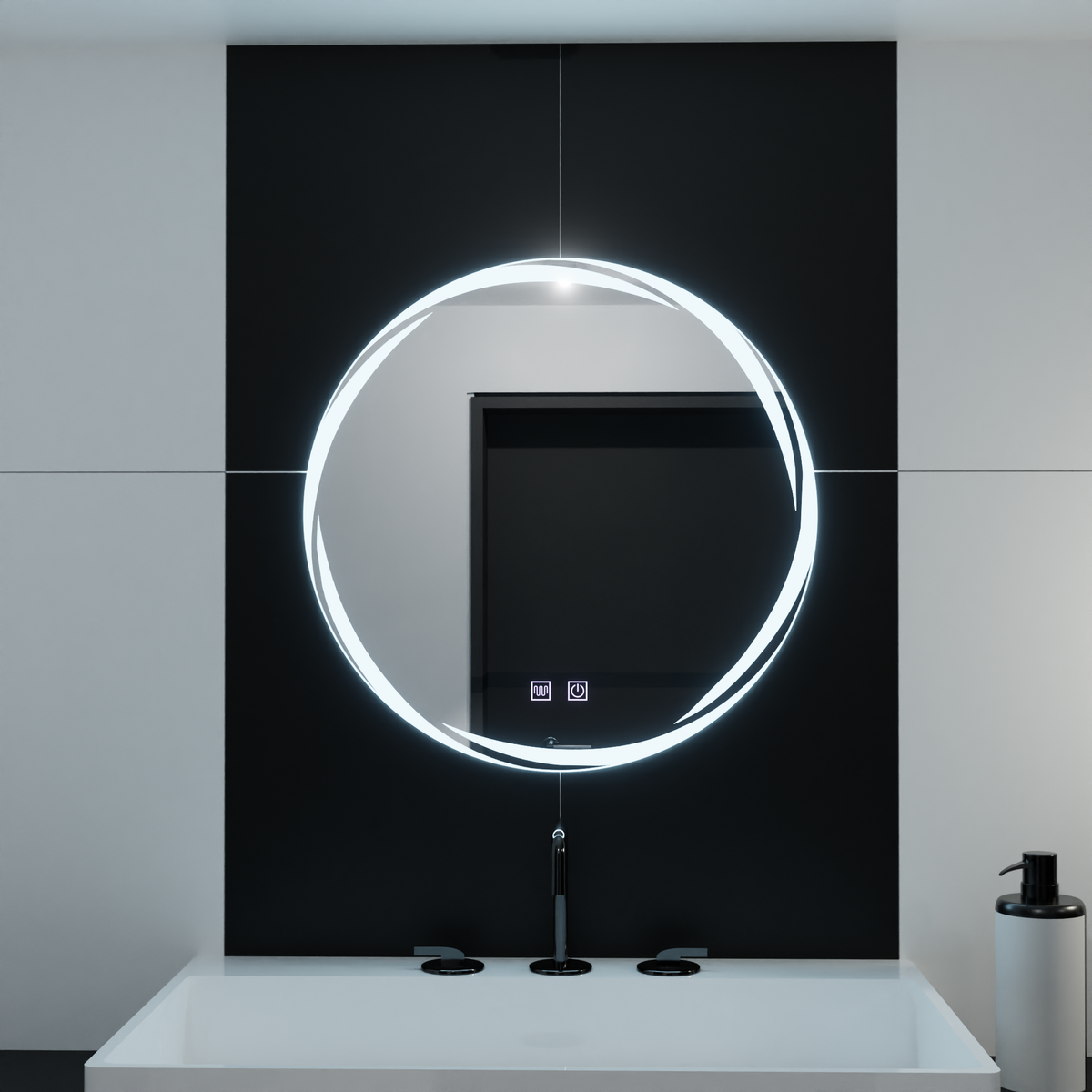 LED Στρογγυλός καθρέφτης 60cm, Spirallus Touch, Demister System, Dimmable Mirrors Korman E Προεπιλεγμένος τίτλος Alessandro Design