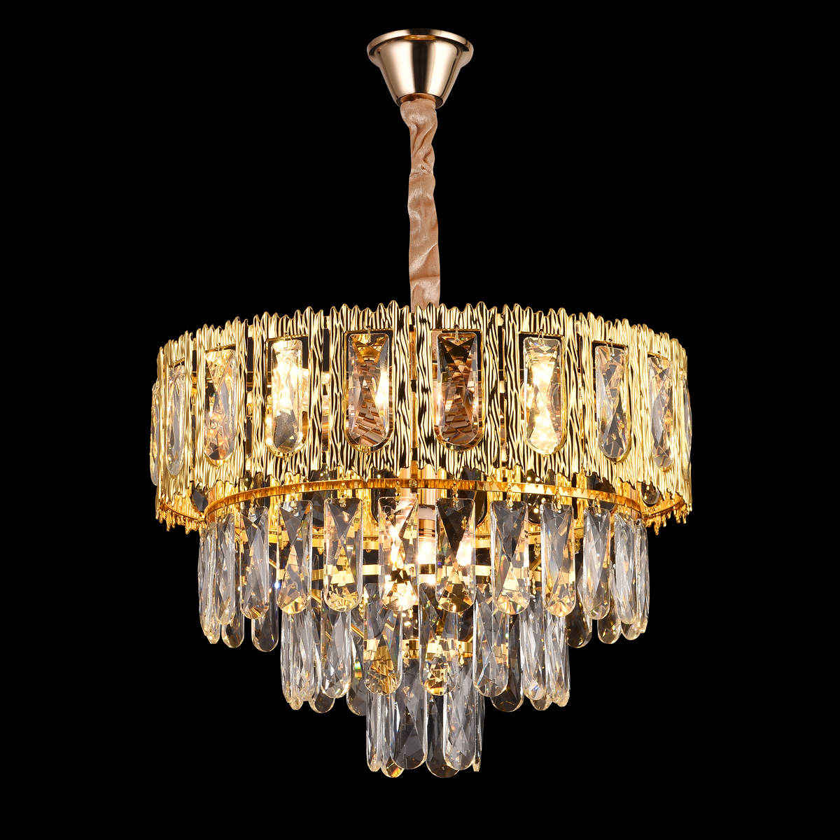 Crystal Chandelier BELVEDERE Nobile 5xE14, Διάμετρος 40cm, Γυαλιστερό Χρυσό, Ρυθμιζόμενο Ύψος Crystal Chandelier Προεπιλεγμένος τίτλος Alessandro Design