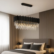Πολυέλαιος Crystal BLOIS Eleganza 10xE14, Διάμετρος 75cm, Μαύρος, Ρυθμιζόμενο Ύψος