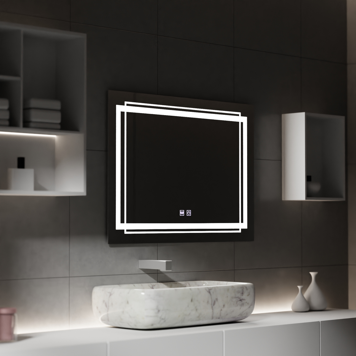 Ορθογώνιος καθρέφτης LED, 80x60cm, KOVEN Touch, Demister System, Dimmable Mirrors Korman E Προεπιλεγμένος τίτλος Alessandro Design
