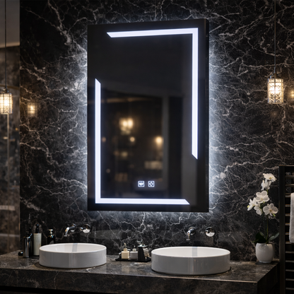Ορθογώνιος καθρέφτης LED, 45x60cm, ECLISSA Touch, Demister System, Dimmable, Cold Light 6000K Mirrors Korman E Προεπιλεγμένος τίτλος Alessandro Design