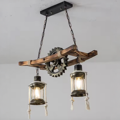 Vintage πολυέλαιος με σχοινί LV590/2BK, 2xE27 Dark Wood Vintage Chandeliers Προεπιλεγμένος τίτλος Alessandro Design