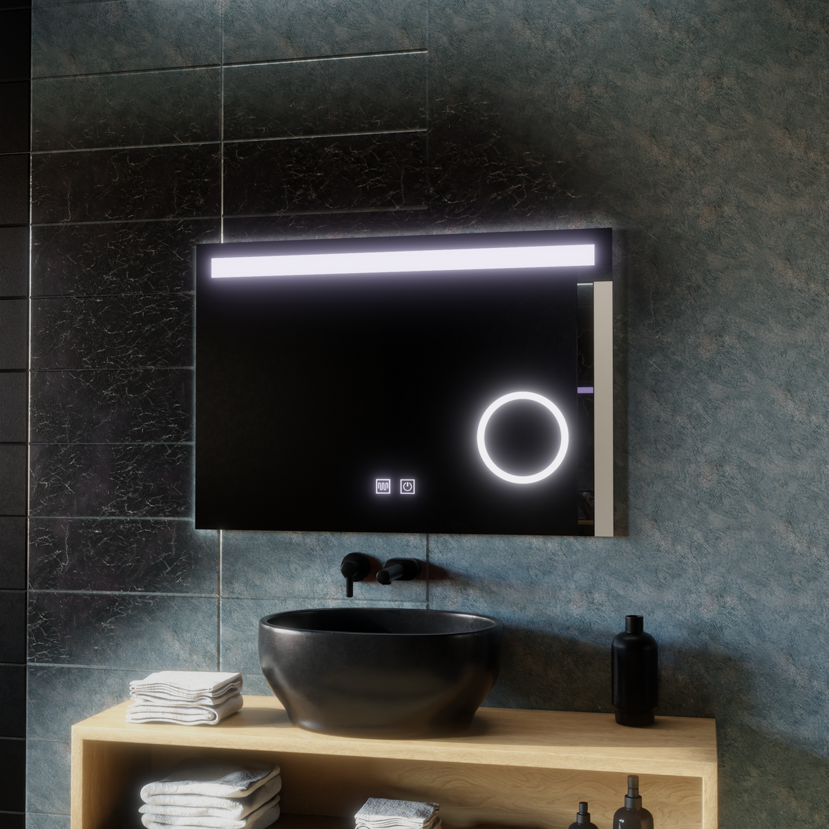 Ορθογώνιος καθρέφτης LED, 65x45 cm, Piano Touch, Demister System, Dimmable Mirrors Korman E Προεπιλεγμένος τίτλος Alessandro Design