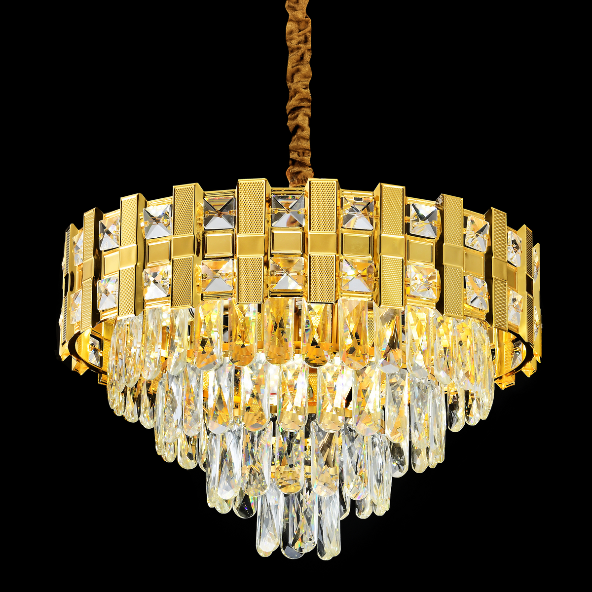 Crystal Chandelier BRAN Eleganza 8xE14, Διάμετρος 50cm, Γυαλιστερό Χρυσό, Ρυθμιζόμενο Ύψος Crystal Chandeliers Προεπιλεγμένος τίτλος Alessandro Design
