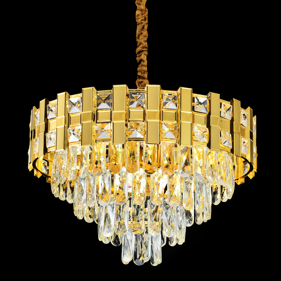 Crystal Chandelier BRAN Eleganza 8xE14, Διάμετρος 50cm, Γυαλιστερό Χρυσό, Ρυθμιζόμενο Ύψος Crystal Chandeliers Προεπιλεγμένος τίτλος Alessandro Design