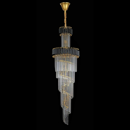 Crystal Chandelier CC900/600X1800, 27xE14, Διάμετρος 60cm, Ύψος 180cm, Γυαλιστερό χρυσό και μαύρο, ρυθμιζόμενο ύψος, κομψός σχεδιασμός Crystal chandeliers Προεπιλεγμένος τίτλος Alessandro Design