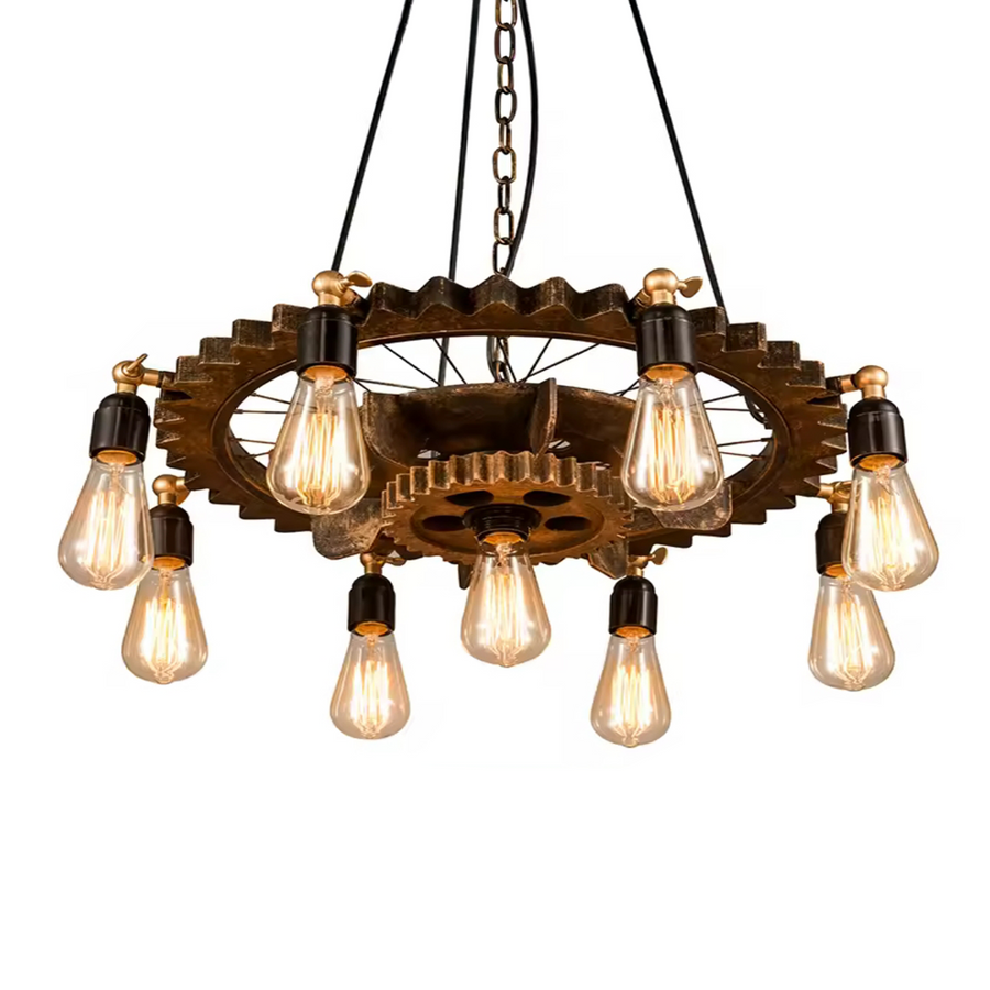 Vintage πολυέλαιος με σχοινί LV591/9BK, 9xE27 Dark Wood Vintage Chandeliers Προεπιλεγμένος τίτλος Alessandro Design