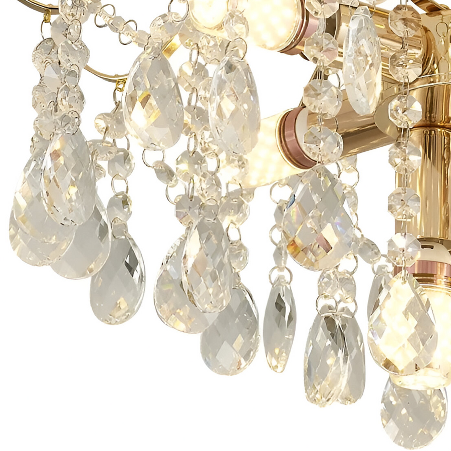 Fiamma Crystal Chandelier, 6x E14, Diameter 45cm, Gold, Metal and Crystal Crystal Chandeliers Προεπιλεγμένος τίτλος Alessandro Design