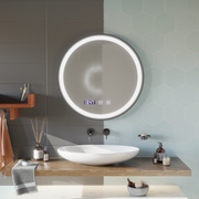 Καθρέφτης αφής LED NOVARA Σύστημα Demister, Ρολόι και θερμοκρασία 70 cm Μαύρο πλαίσιο Brushed Korman Mirrors S Προεπιλεγμένος τίτλος Alessandro Design