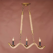 Rope Chandelier, 3xE27, Brown, Metal and String LV572/3BK Vintage Chandeliers Προεπιλεγμένος τίτλος Alessandro Design