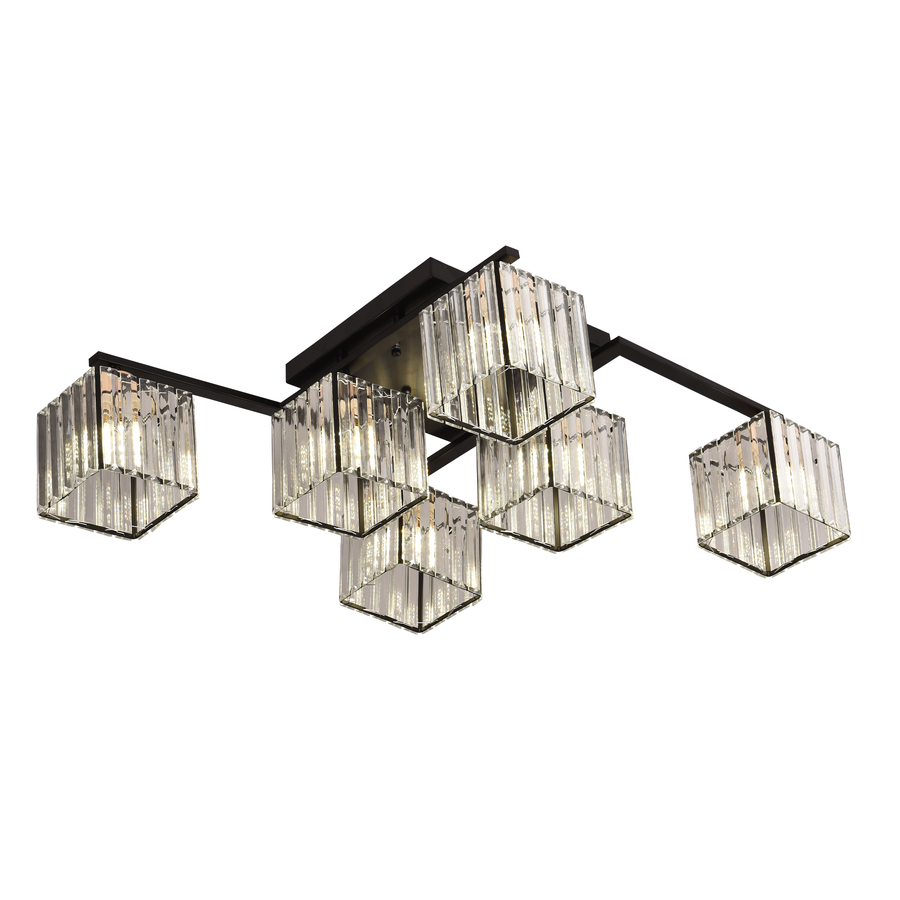 Classic Modern Georgian Chandelier, LC111/6BK, 6x E27, Black, Metal and Glass Classic Chandeliers Προεπιλεγμένος τίτλος Alessandro Design