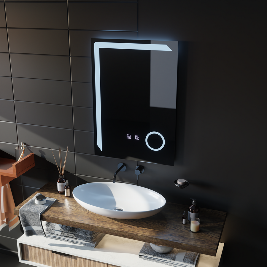 Ορθογώνιος καθρέφτης LED, 50x70cm, Linea Touch, Σύστημα Demister, Dimmable Mirrors Korman E Προεπιλεγμένος τίτλος Alessandro Design