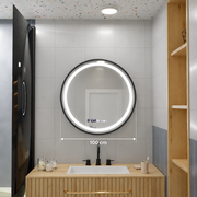 LED Στρογγυλός καθρέφτης, 100 cm, Celeste Majesté Noir MotionGlow Marcello, Σύστημα αποθαμβώματος, Ρολόι & Θερμόμετρο, Καθρέφτες Dimable Marcello Προεπιλεγμένος τίτλος Alessandro Design