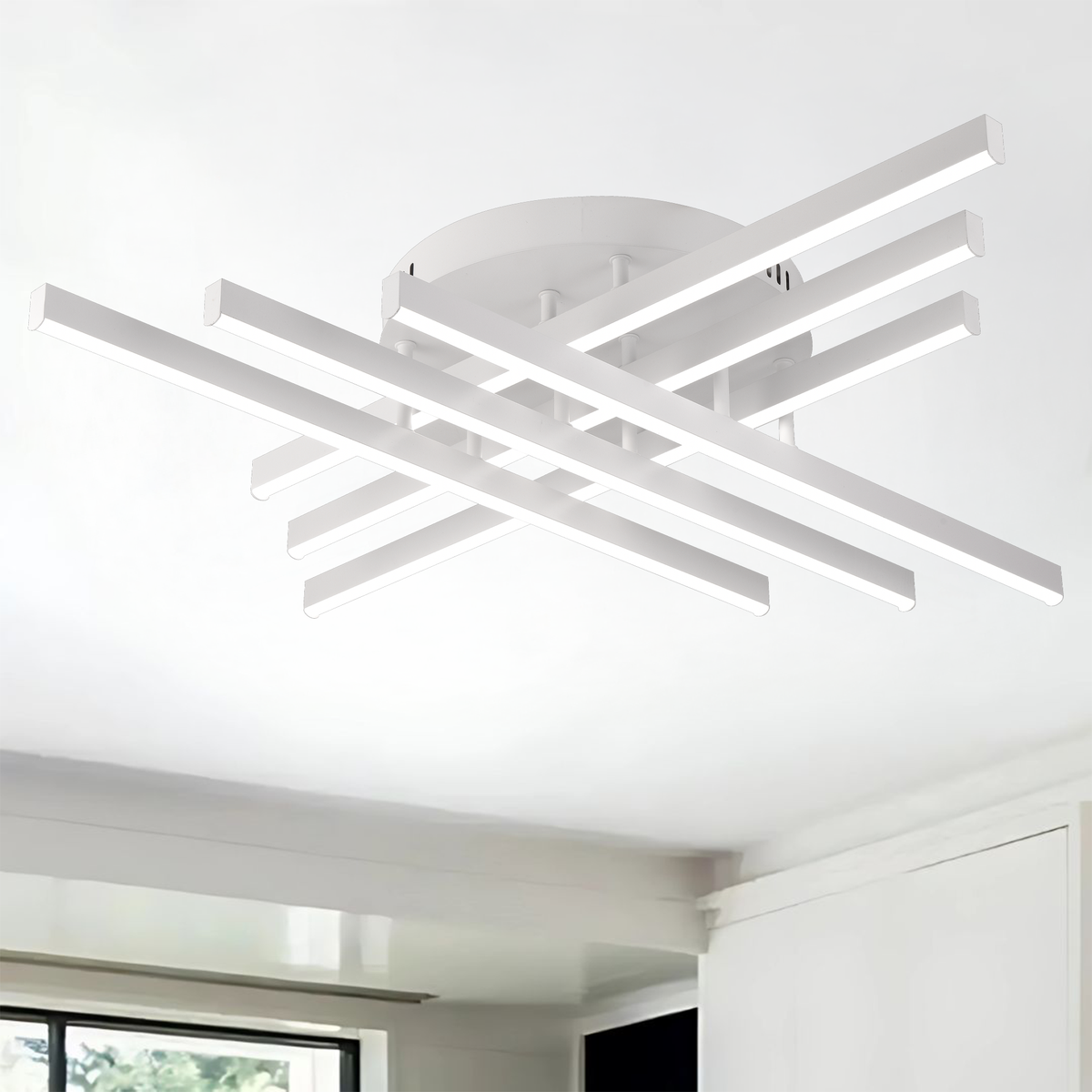Πολυέλαιος LED με τηλεχειριστήριο, GIO, 81W, Κρύο/Ζεστό/Ουδέτερο φως, Λευκός πολυέλαιος LED με τηλεχειριστήριο Προεπιλεγμένος τίτλος Alessandro Design