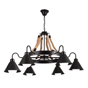 Vintage πολυέλαιος με σχοινί LV584/6BK, 6xE27 Dark Wood Vintage Chandeliers Προεπιλεγμένος τίτλος Alessandro Design