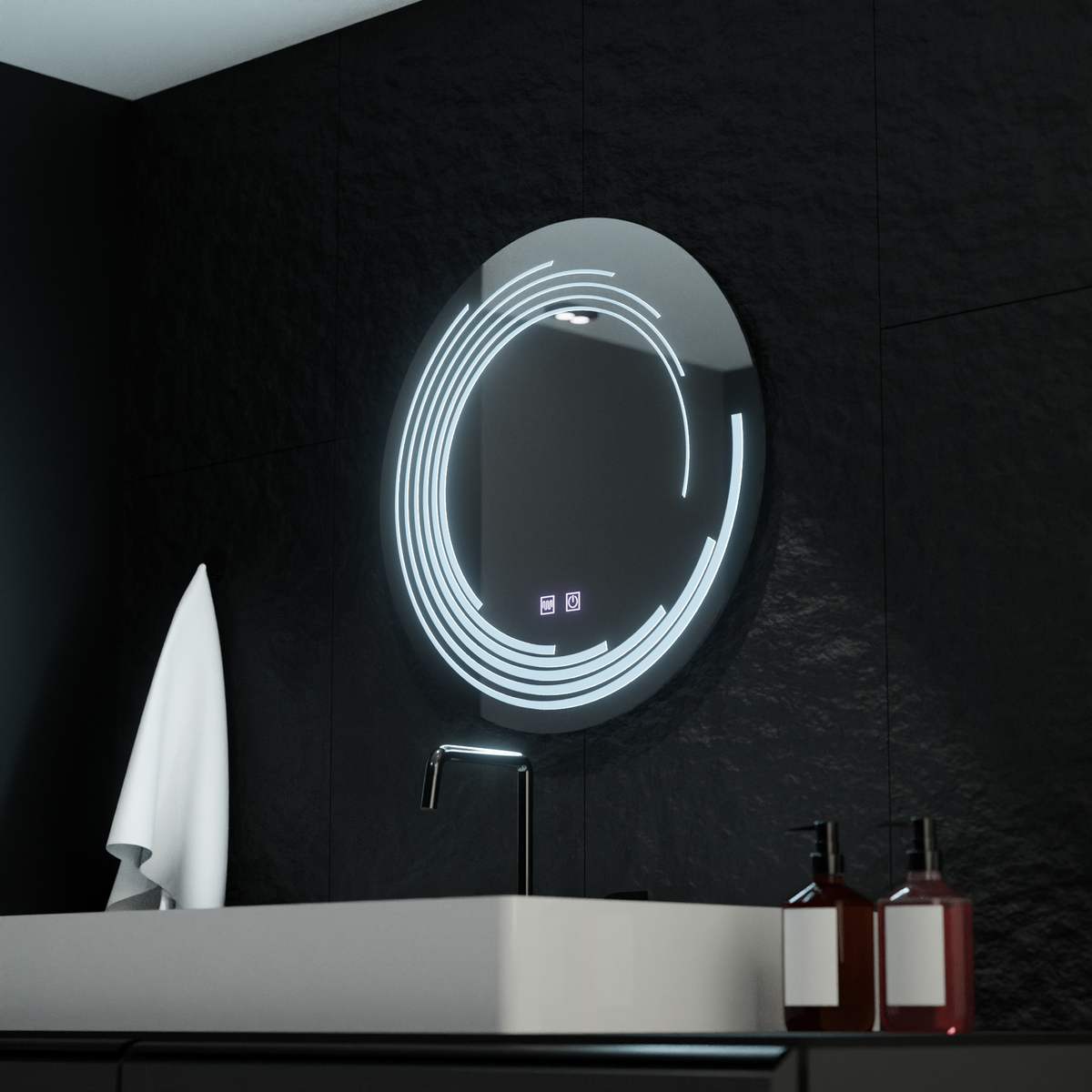 LED Στρογγυλός καθρέφτης, 60cm, Lira Touch, Σύστημα Demister, Dimmable Mirrors Korman E Προεπιλεγμένος τίτλος Alessandro Design