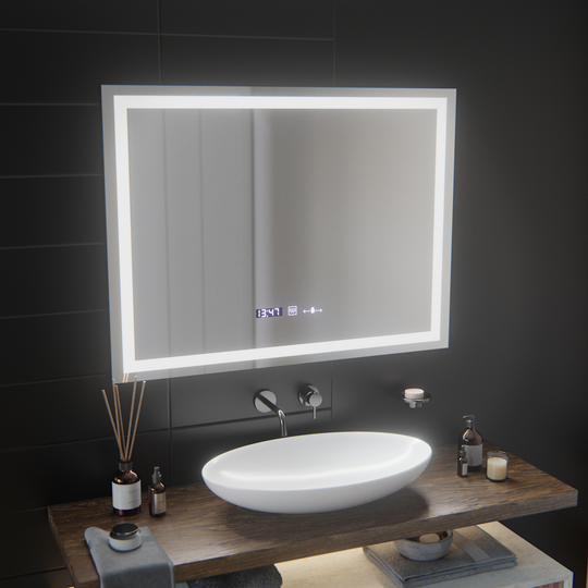 Ορθογώνιος καθρέφτης LED, 100x75 cm, Verite MotionGlow Marcello, Σύστημα αποθαμβώματος, Ρολόι & Θερμόμετρο, Καθρέφτες Dimable Marcello Προεπιλεγμένος τίτλος Alessandro Design