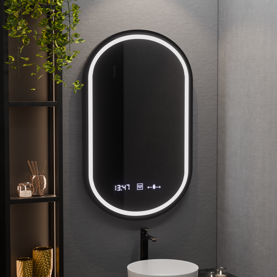 Οβάλ καθρέφτης LED, 50x90 cm, Alessia MotionGlow Marcello, Σύστημα αποθαμβώματος, Ρολόι & Θερμόμετρο, Καθρέφτες Dimabila Marcello Προεπιλεγμένος τίτλος Alessandro Design
