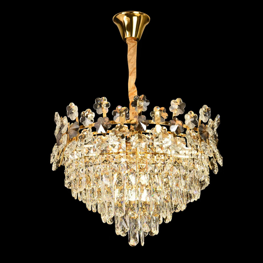 Crystal Chandelier FLORENCE Eleganza 9x E14, Διάμετρος 50cm, Γυαλιστερό χρυσό, Ρυθμιζόμενο ύψος Crystal Chandeliers Προεπιλεγμένος τίτλος Alessandro Design