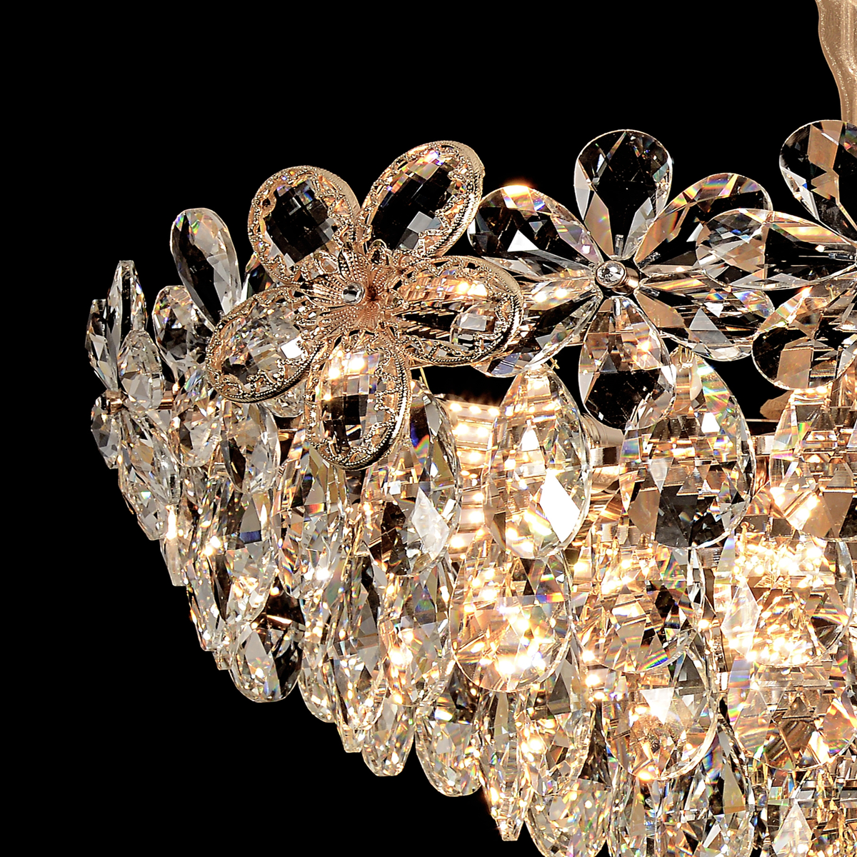 Crystal Chandelier, Elegance 7xE14, Διάμετρος 40cm, Shiny Gold, Ρυθμιζόμενο ύψος, Metal and Crystal Crystal Chandeliers Προεπιλεγμένος τίτλος Alessandro Design