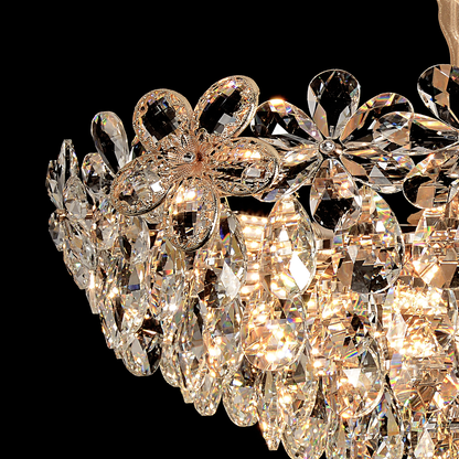 Crystal Chandelier, Elegance 7xE14, Διάμετρος 40cm, Shiny Gold, Ρυθμιζόμενο ύψος, Metal and Crystal Crystal Chandeliers Προεπιλεγμένος τίτλος Alessandro Design