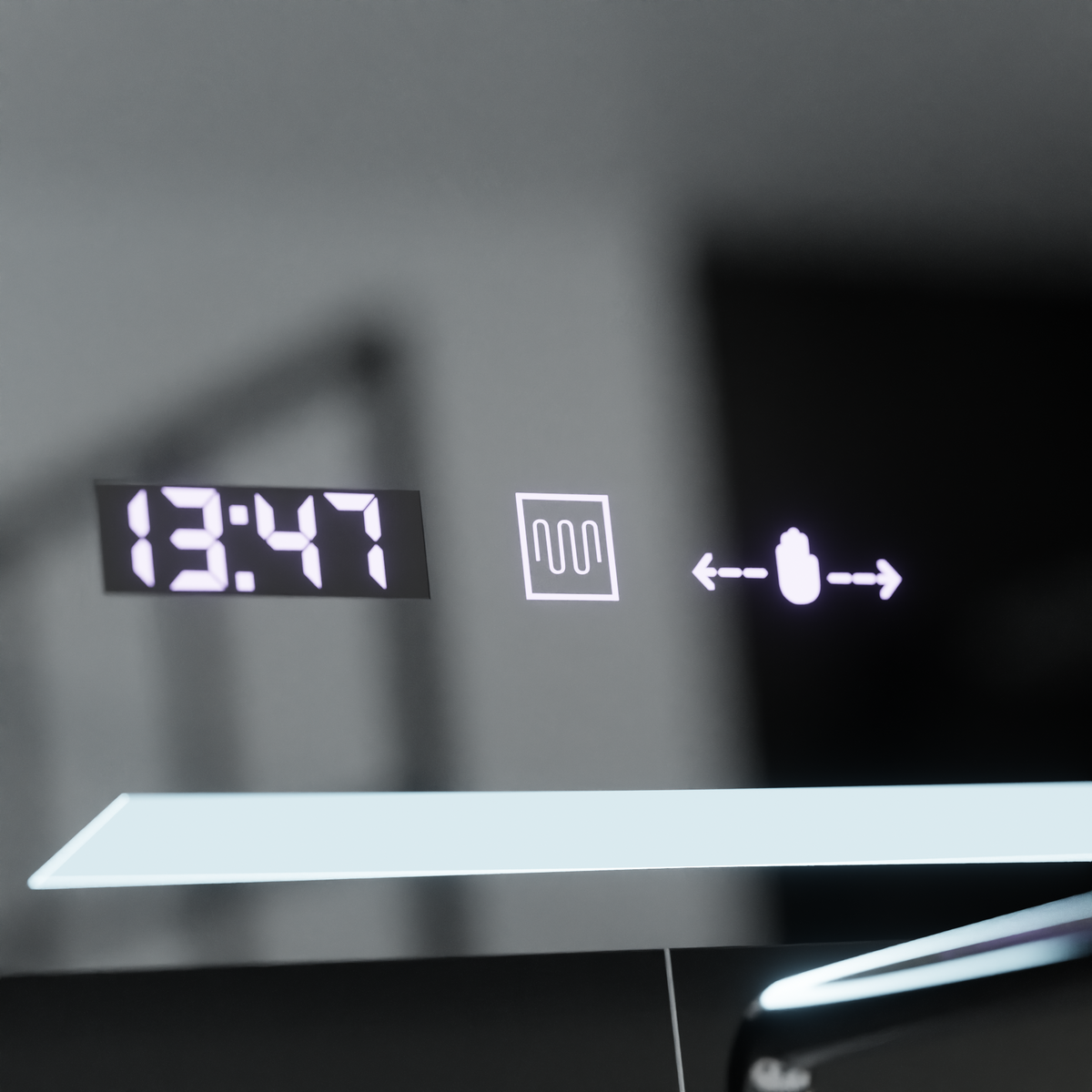 Ορθογώνιος καθρέφτης LED, 80x60cm, Rayonnement MotionGlow Marcello, Σύστημα Demister, Ρολόι & Θερμόμετρο, Dimable Mirrors Marcello Προεπιλεγμένος τίτλος Alessandro Design