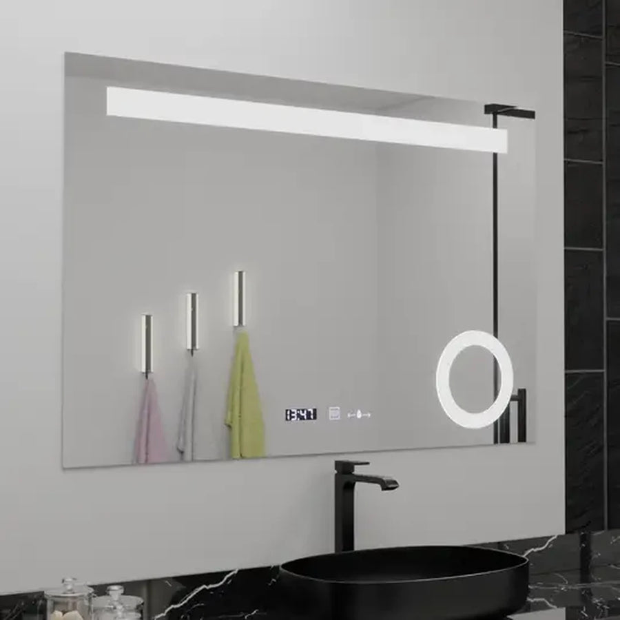 Ορθογώνιος καθρέφτης LED, 80x60 cm, ABSOLU MotionGlow Marcello, Σύστημα αποθάμβωσης, Ρολόι & Θερμόμετρο, Καλλυντικός Μεγεθυντικός φακός, Καθρέφτες Dimable Marcello Προεπιλεγμένος τίτλος Alessandro Design