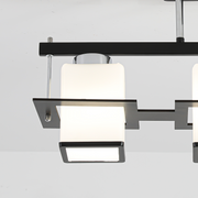 Aramis Classic Chandelier with Wood Square Shade 3x E27 Grey Black Classic Chandeliers Προεπιλεγμένος τίτλος Alessandro Design