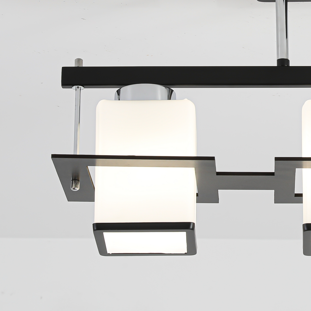 Aramis Classic Chandelier with Wood Square Shade 3x E27 Grey Black Classic Chandeliers Προεπιλεγμένος τίτλος Alessandro Design