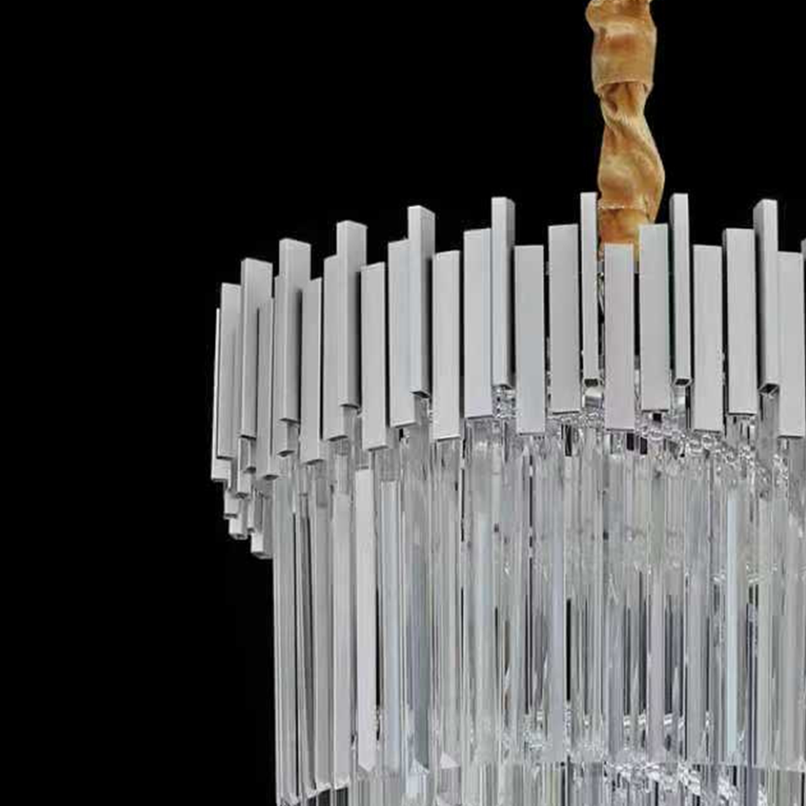 Crystal Chandelier CC110/600x1800CH, 28xE14, Διάμετρος 60cm, Ύψος 180cm, Χρώμιο και Ασημί, Ρυθμιζόμενο ύψος, Κομψή σχεδίαση Crystal Chandeliers Προεπιλεγμένος τίτλος Alessandro Design