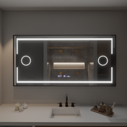 Ορθογώνιος καθρέφτης LED, 160x80 cm, Αισθητήρας Marcello MotionGlow, Σύστημα αποθολώματος, Ρολόι & Θερμόμετρο, Καλλυντικός Μεγεθυντικός φακός, Dimable Marcello Mirrors Προεπιλεγμένος τίτλος Alessandro Design