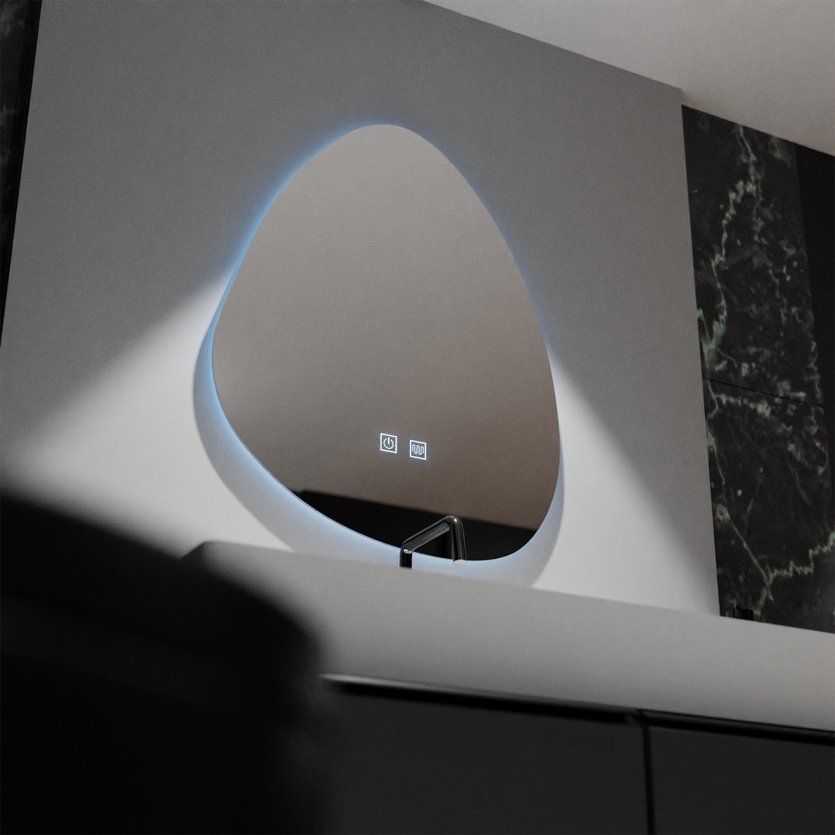 Οργανικός καθρέφτης LED 80x60cm, Fluido Touch, Σύστημα Demister, Dimmable Mirrors Korman E Προεπιλεγμένος τίτλος Alessandro Design