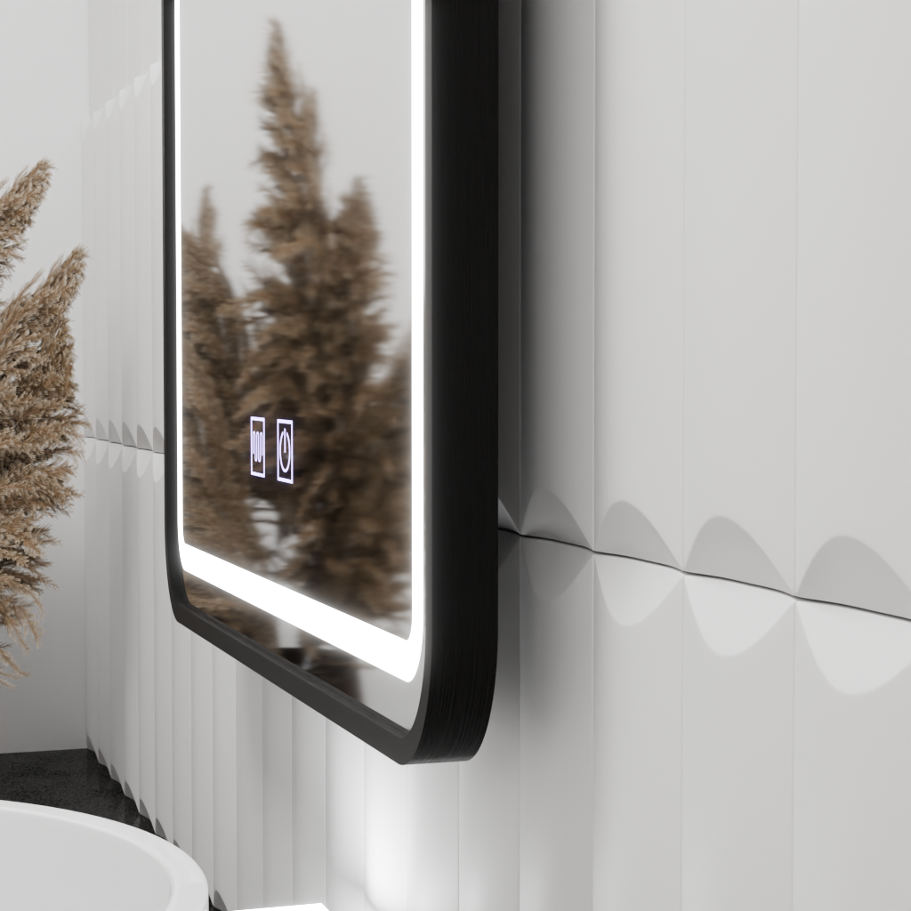 Ορθογώνιος καθρέφτης LED 80x60cm – EDGE Touch Demister System, Black Frame Mirrors Korman E Προεπιλεγμένος τίτλος Alessandro Design