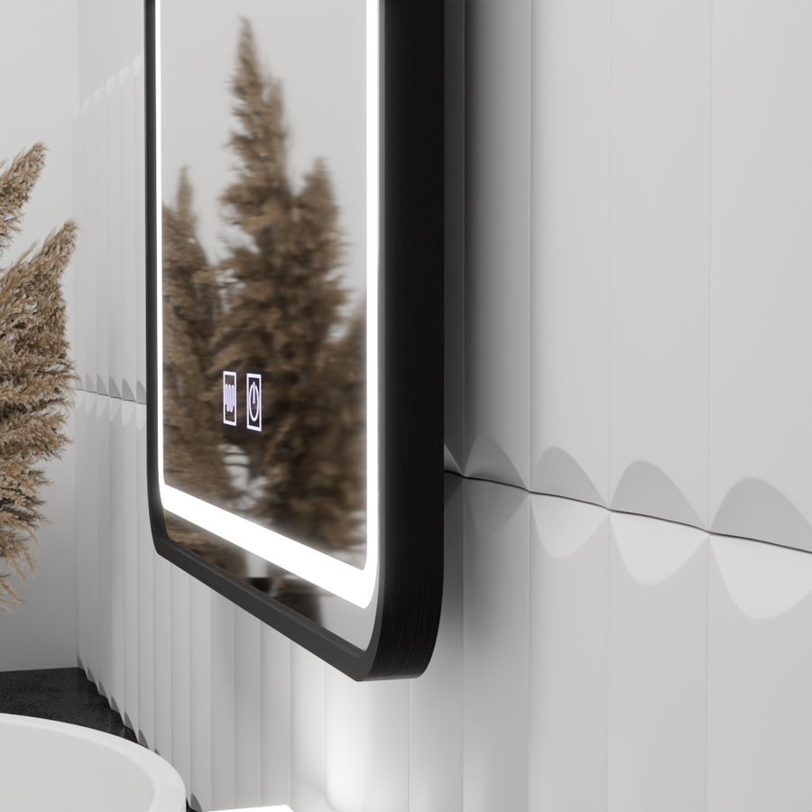 Ορθογώνιος καθρέφτης LED 80x60cm – EDGE Touch Demister System, Black Frame Mirrors Korman E Προεπιλεγμένος τίτλος Alessandro Design