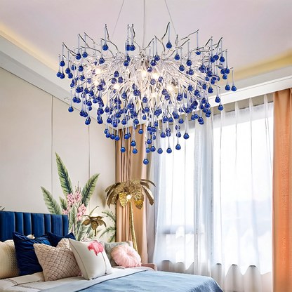 Crystal Chandelier CC335/400CH, 4x G9, Chrome and Blue Crystals, 40cm, Ρυθμιζόμενο ύψος Crystal Chandeliers Προεπιλεγμένος τίτλος Alessandro Design