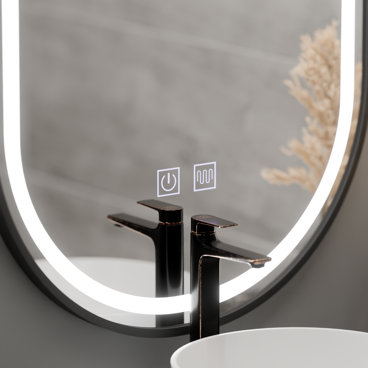 Οβάλ καθρέφτης LED 60x100cm VETRO Touch Dimable Demister System, Μαύρο πλαίσιο Korman Mirrors E Προεπιλεγμένος τίτλος Alessandro Design