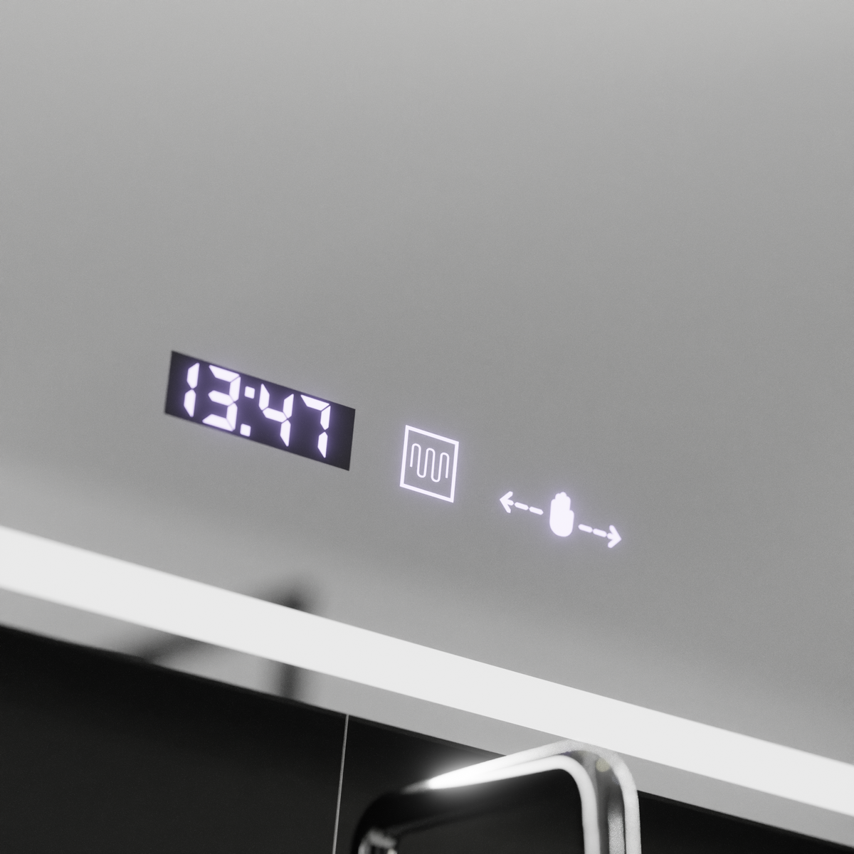 Ορθογώνιος καθρέφτης LED, 90x60 cm, Velor MotionGlow Marcello, Σύστημα αποθαμβώματος, Ρολόι & Θερμόμετρο, Καλλυντικός Μεγεθυντικός φακός, Καθρέφτες Dimable Marcello Προεπιλεγμένος τίτλος Alessandro Design