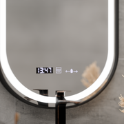 LED Touch Helmut Mirror, Demister System, Clock and Temperature 45x90 cm, Black Frame, Brushed Marcello Funghi Mirrors Korman S Προεπιλεγμένος τίτλος Alessandro Design