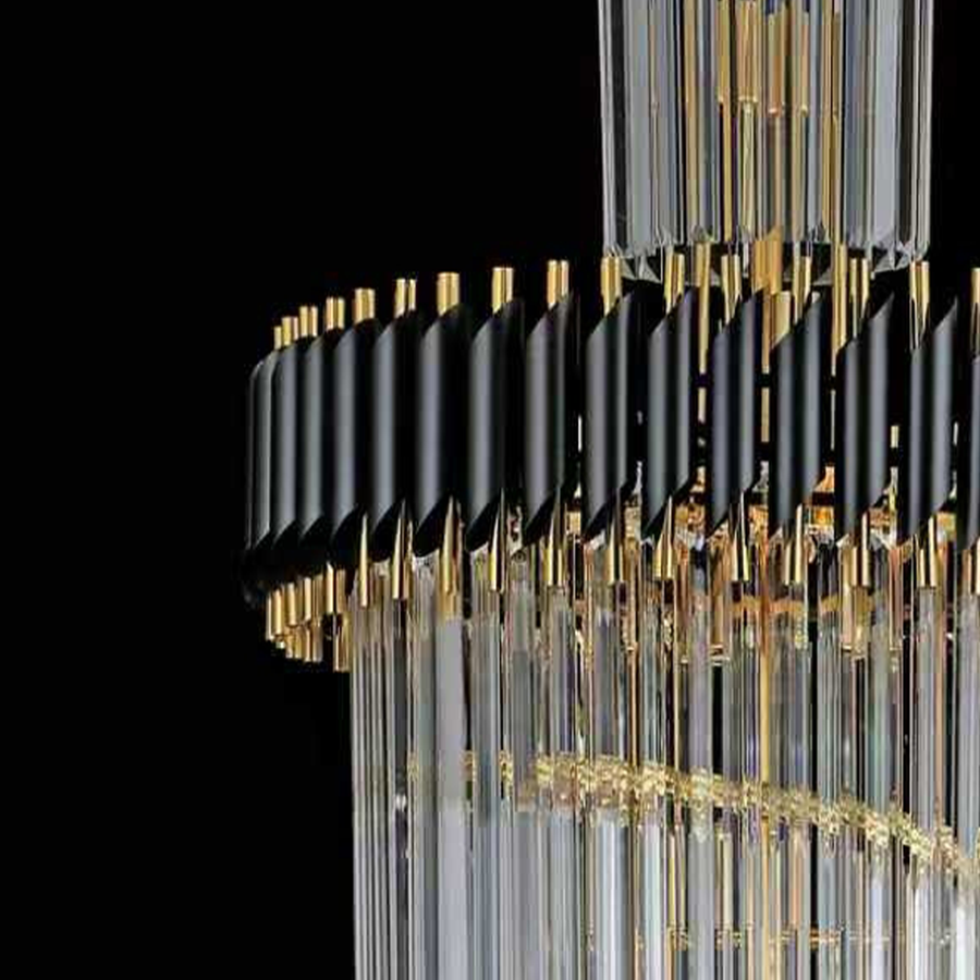 Crystal Chandelier CC900/600X1800, 27xE14, Διάμετρος 60cm, Ύψος 180cm, Γυαλιστερό χρυσό και μαύρο, ρυθμιζόμενο ύψος, κομψός σχεδιασμός Crystal chandeliers Προεπιλεγμένος τίτλος Alessandro Design